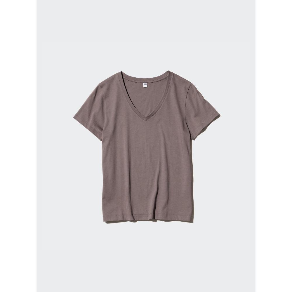 Uniqlo W S Supima CoTTon V Neck S S T ShirT
