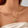 Fashion Sun Pendant Necklace for Women, Round Natural Tiger Eye Stone Stainless Steel Necklace, Exquisite Luxury Jewelry Gifts