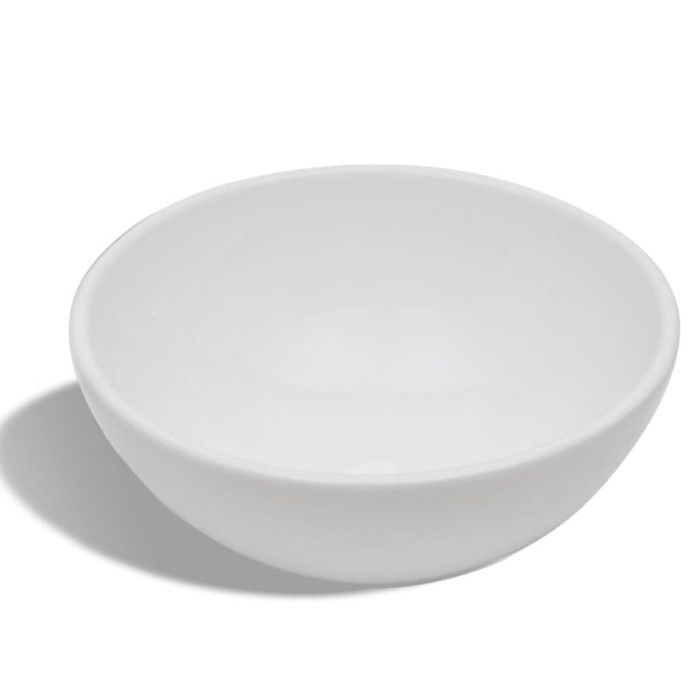 VidaXL Lavabo Salle de Bain avec Mitigeur Céramique Rond Blanc Robinet Vasque 275494