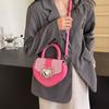 Heart Shaped Design Splicing Color Crossbody Bag Women New Fashion Love Metal Buckle One Shoulder Bag Korean Versatile Handbag
