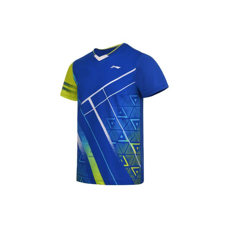 Li-Ning Quick-Dry Badminton Series Short Sleeve T-Shirt Men Tops Crystal-Blue AAYS071-3