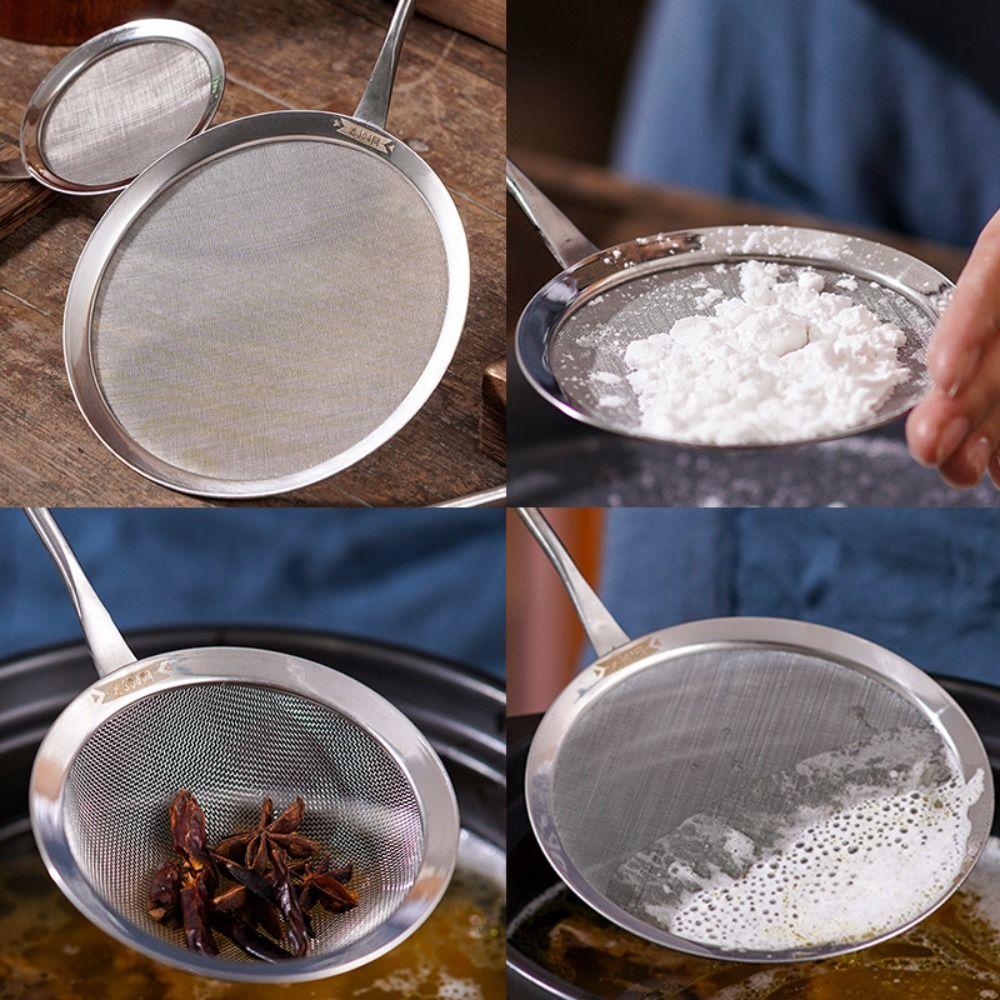 Stainless Steel Fine Mesh Strainer Wood Handle Mesh Strainer Flour Filter Screen  Kitchen Tools