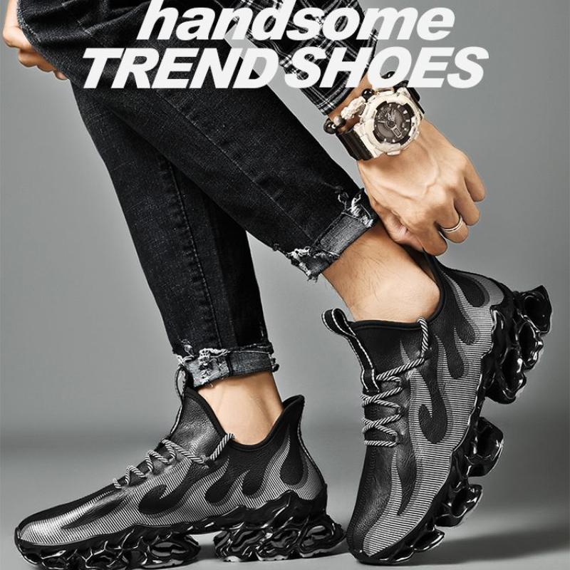 Men's Shoes Tide Men's Waterproof Leather Sneakers Shock Absorption Heightened Casual Shoes Men's Student Shoes