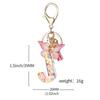 Pink Glitter Resin 26-Letter Keychain Butterfly Tassel Accessory Retro Durable Bag Charm Practical Gift For Girlfriend Best Friend