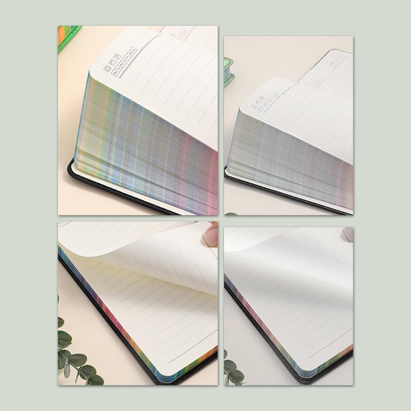 Laser Symphony Leather Notebook Buckle Color Edge Notepad Thickened