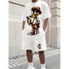 Men'S Summer Casual Fashion  Donald Duck World Graphic T-Shirt Shorts Casual AttirePlayful Print Design Tracksuit Set