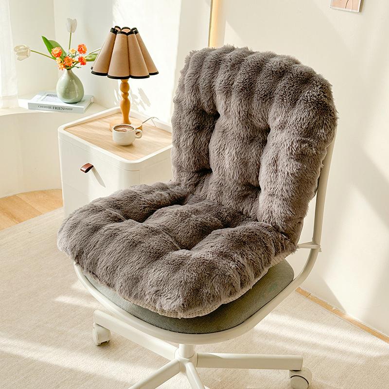 Rabbit Plush Ergonomic Office Chair Cushio-Comfortable Polyester Backrest Support Pad Ideal for Long Sitting In Home,Car,Chair