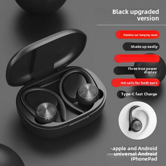 R200tws Sport Bluetooth 5.3 Ohrbügel-Headset mit schweißresistentem Design & LED-Anzeige.