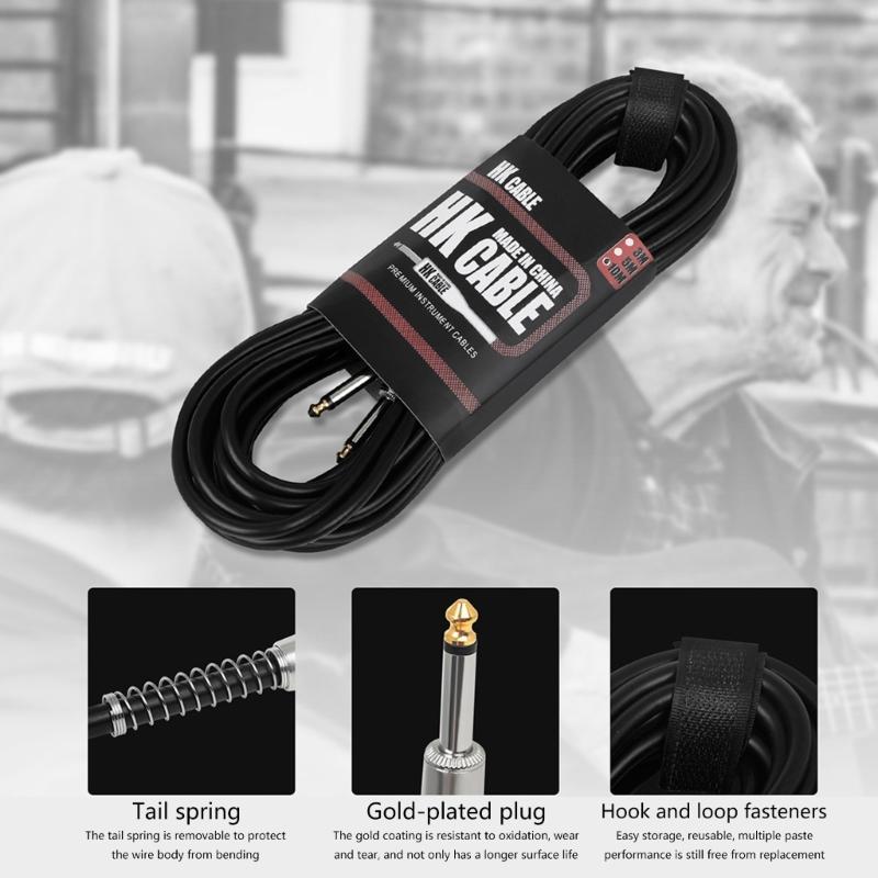 Guitar Connecting Cable Straight 6.35mm Male Jack Stereo Audios Interconnect Cord for Electric Guitar, Bass, Mandolin