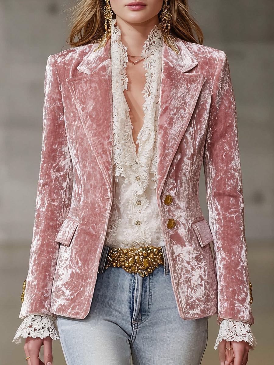 2026 European & American Women s Lapel Long Sleeve Slim Fit Pocket Jacket S
