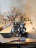 Ceramic Handicrafts Hollowed-out Pipe Flower Arrangement Retro Grey Ceramic Ornaments Abstract Geometric Pot Home Accessories