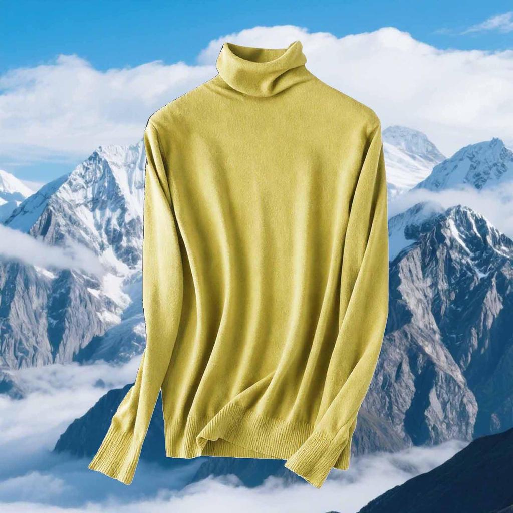 Dam Slim Fit Temperament Ull Långärmad Sömlös Polotröja