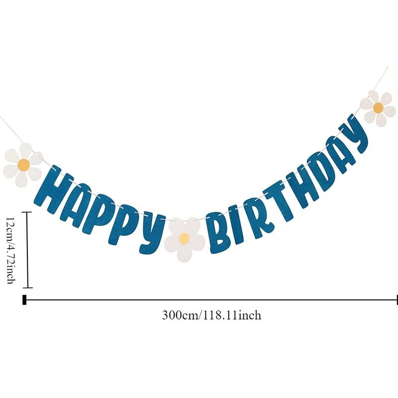 1pc Daisy Flower INS Style Letter Flag Birthday Decoration Scene Layout Banner Colored Flag happy birthday decoration