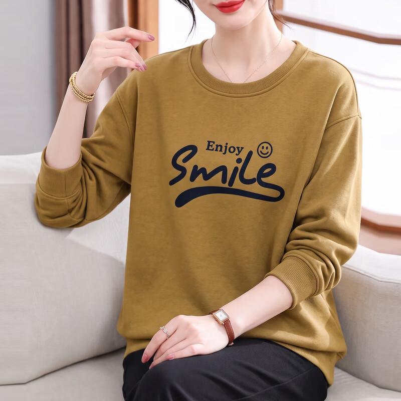 Yalu Women's Crew Neck Printed Long Sleeve Casual Sweatshirt