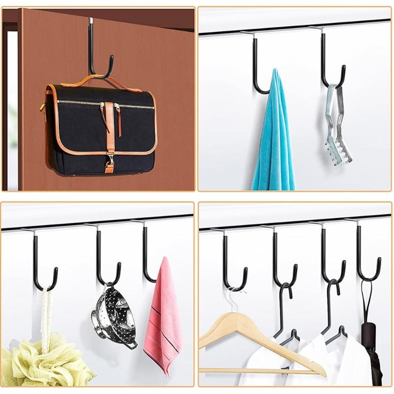 Tür-Rückseite Hänger Set von 6, Beschichtetes Metall Über-Tür Aufbewahrungsstücke für Handtücher Taschen Hüte im Schlafzimmer Bad und Studentenwohnheim