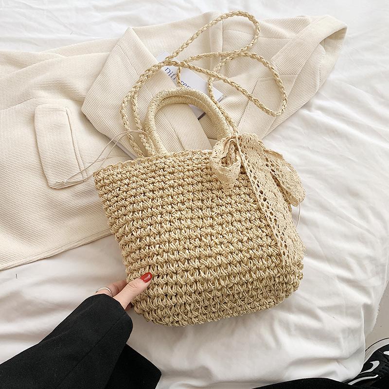 Holiday Style Straw Woven Bag Women's Summer New Large-capacity Woven Messenger Bag Portable Vegetable Basket Beach Bag