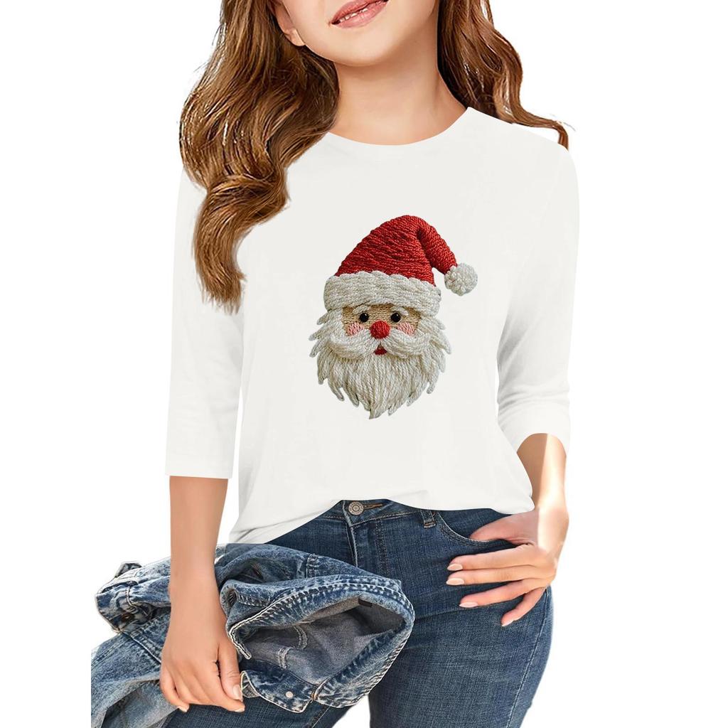 Children's 3/4 Sleeve Independence Day Printed Round Neck Casual T-shirt