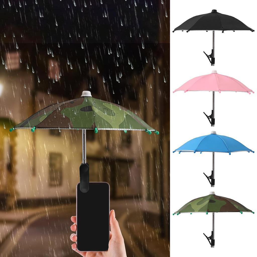Phone Umbrella Sun Protection Phone Clip on Umbrella Angle Adjustable Anti-Reflective UV Protection Cover for Camping Outdoor
