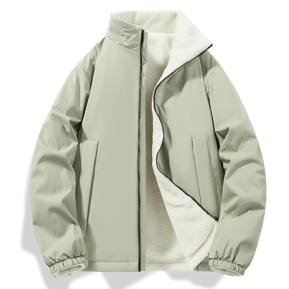 New Double-sided Cotton Jacket for Men and Women Couples for Winter Cotton Jacket for Thickened Velvet Lamb Velvet Cold-proof Jacket