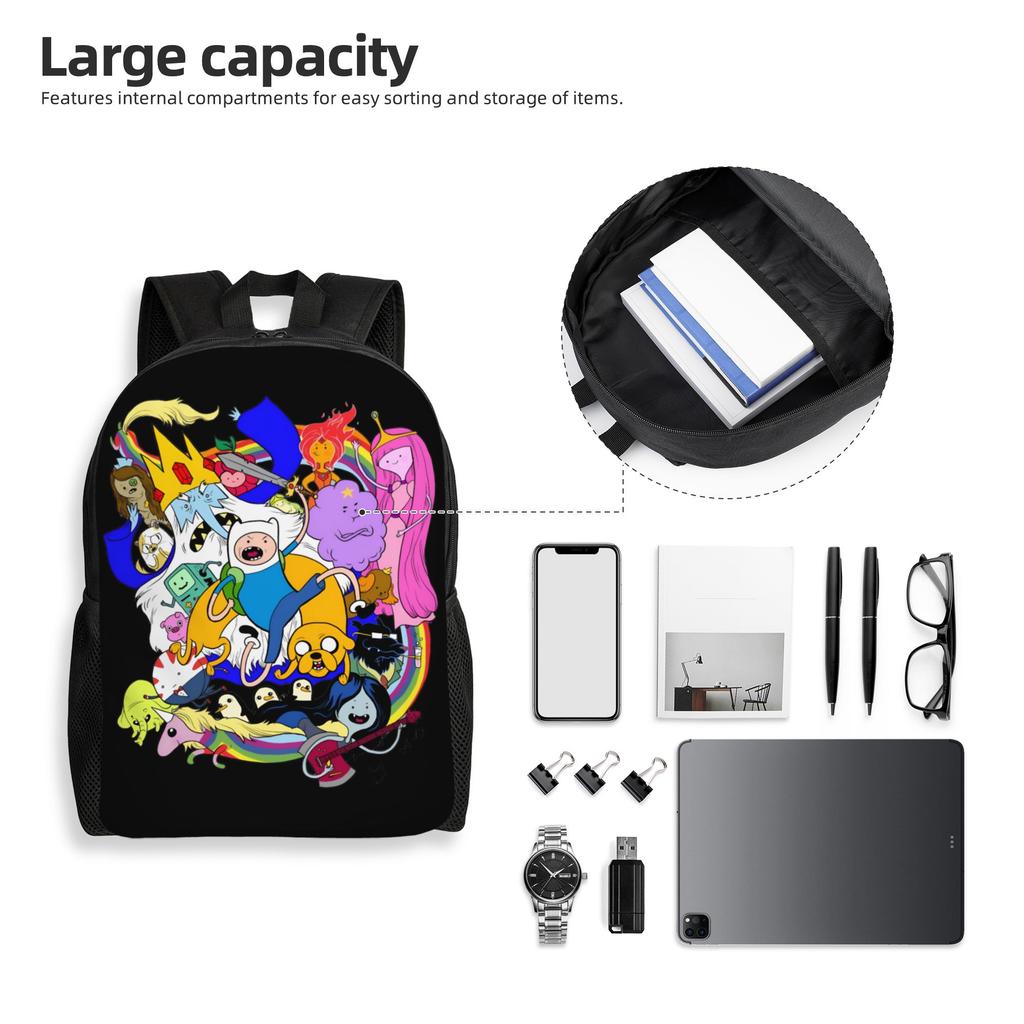 3D Printing Adventures Anime Times Backpack for Girls Boys Cartoon College School Travel Bags Bookbag Fits 15 Inch Laptop