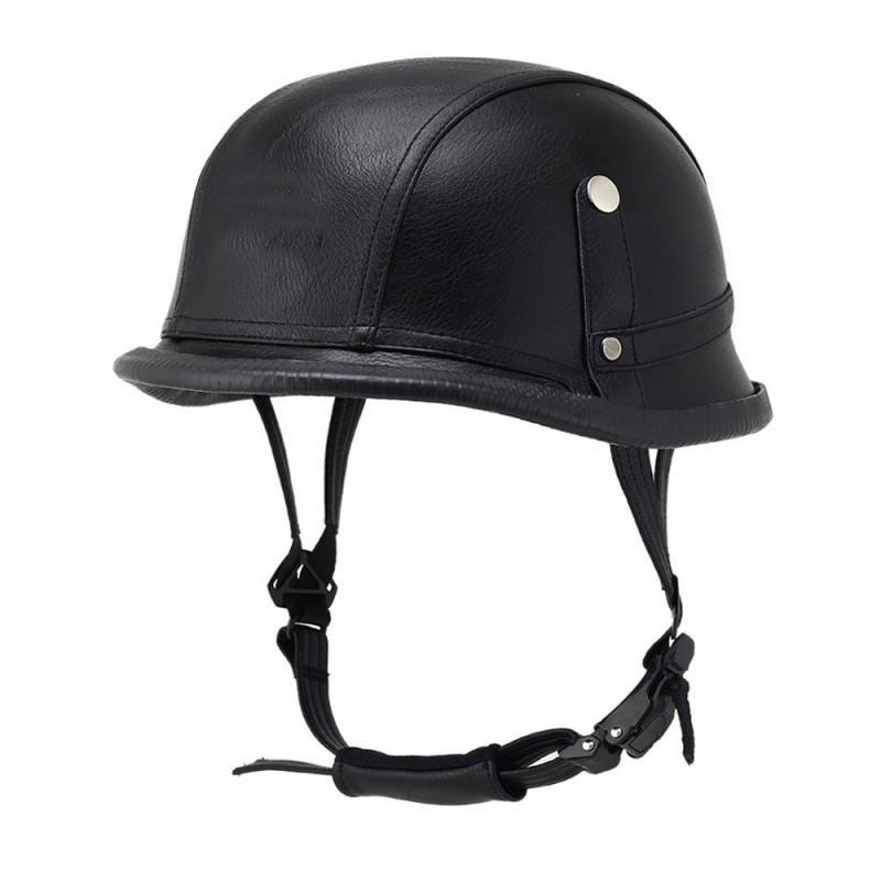 Vintage-Style Leather Half Helmet Adults Motorcycle Scooter Riding DOT Certified All Season Universal Fit