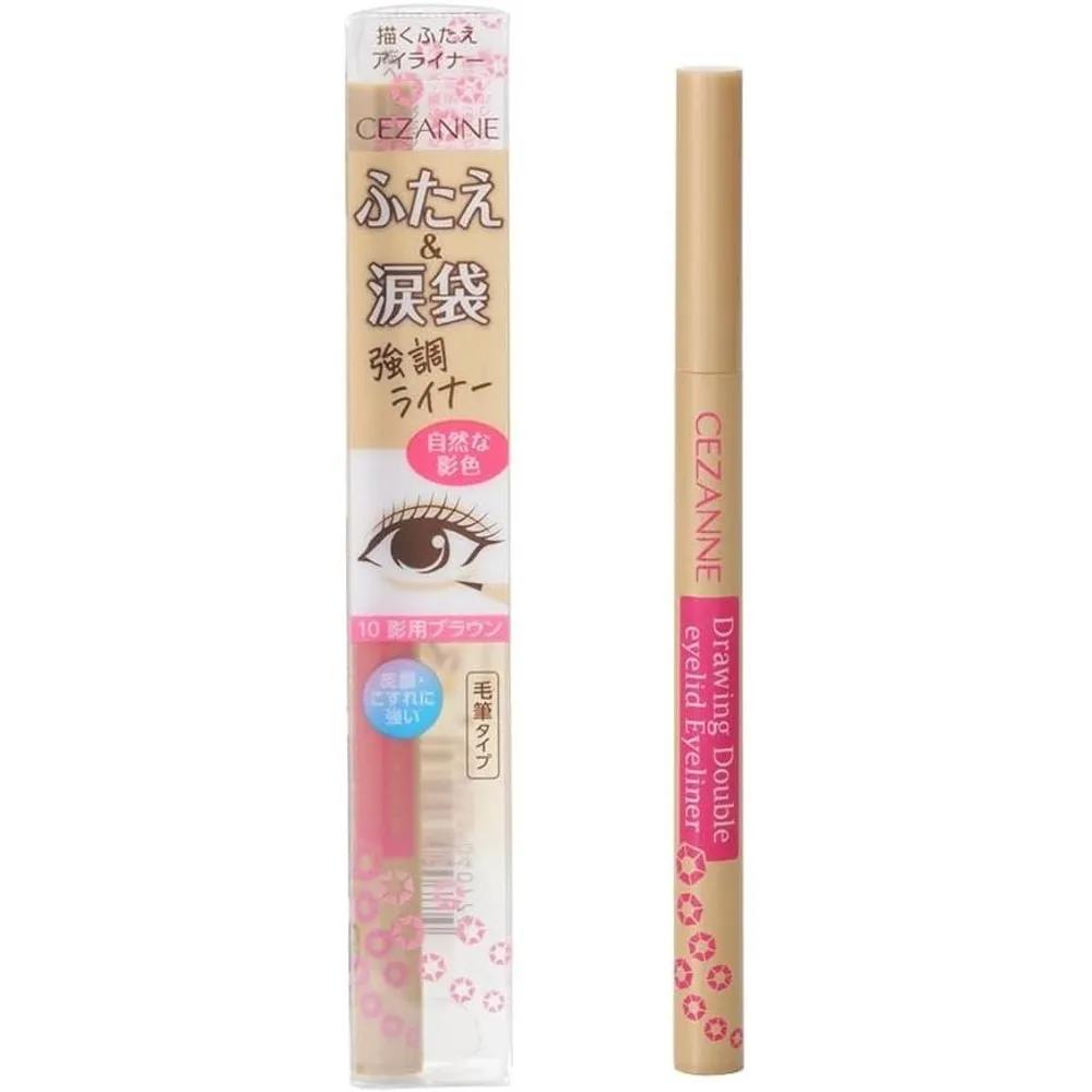CEZANNE Drawing Double Eye Liner 10 Shadow Brown 0.6ml Liquid 3 Pieces 2