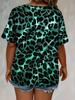 2026 Spring/Summer Plus Size Leopard Print Lace-up Short Sleeve Loose Women's Top