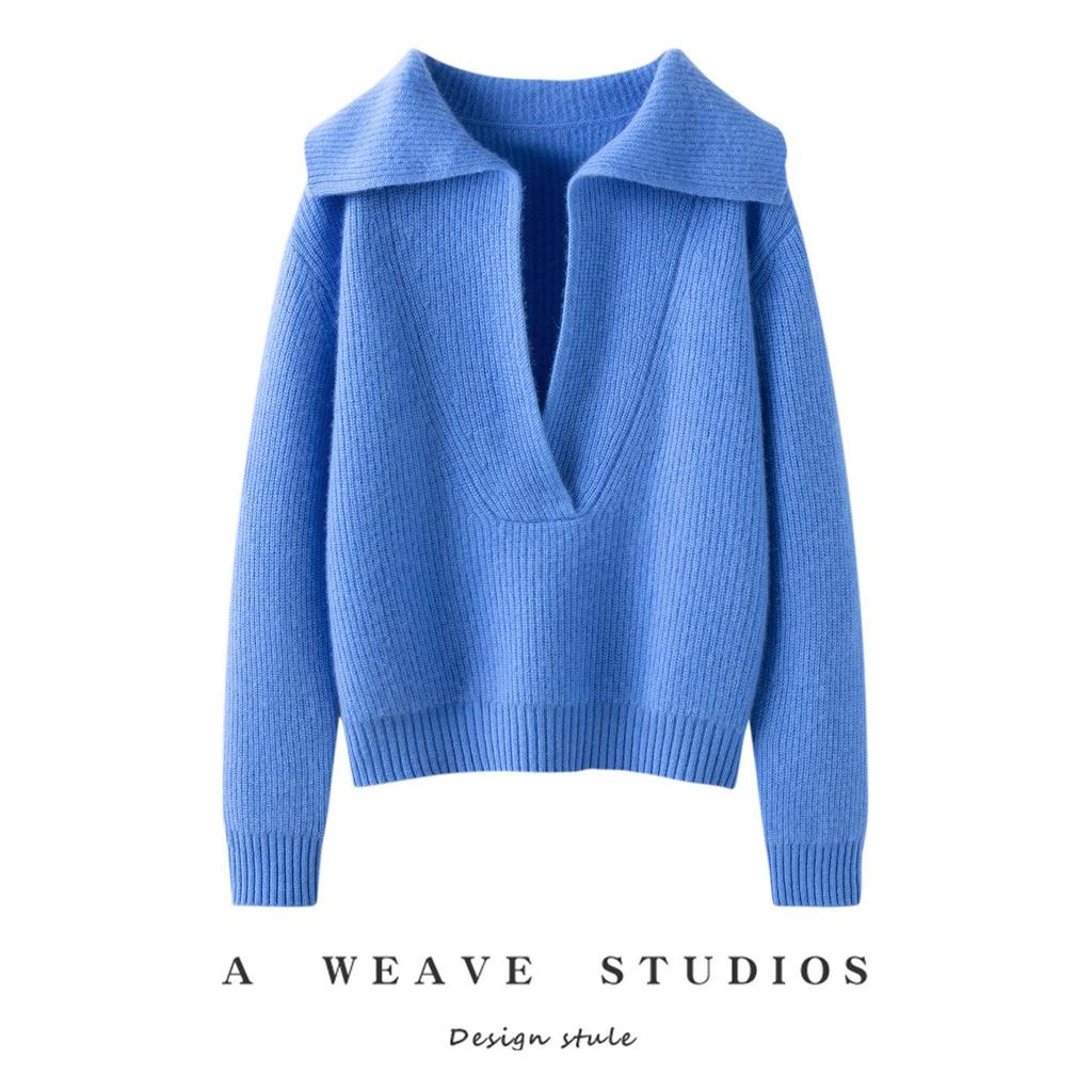 Women's Cashmere Polo Neck Sweater - Loose Fit, Versatile Autumn/Winter Knit Base Layer