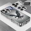 Diamond Eagle Art Electroplated Silver Phone Case For iPhone 17Air 17 16 15 14 13 12 11 Pro Max Plus 16E XR 7 8 X Xs Glass Cover