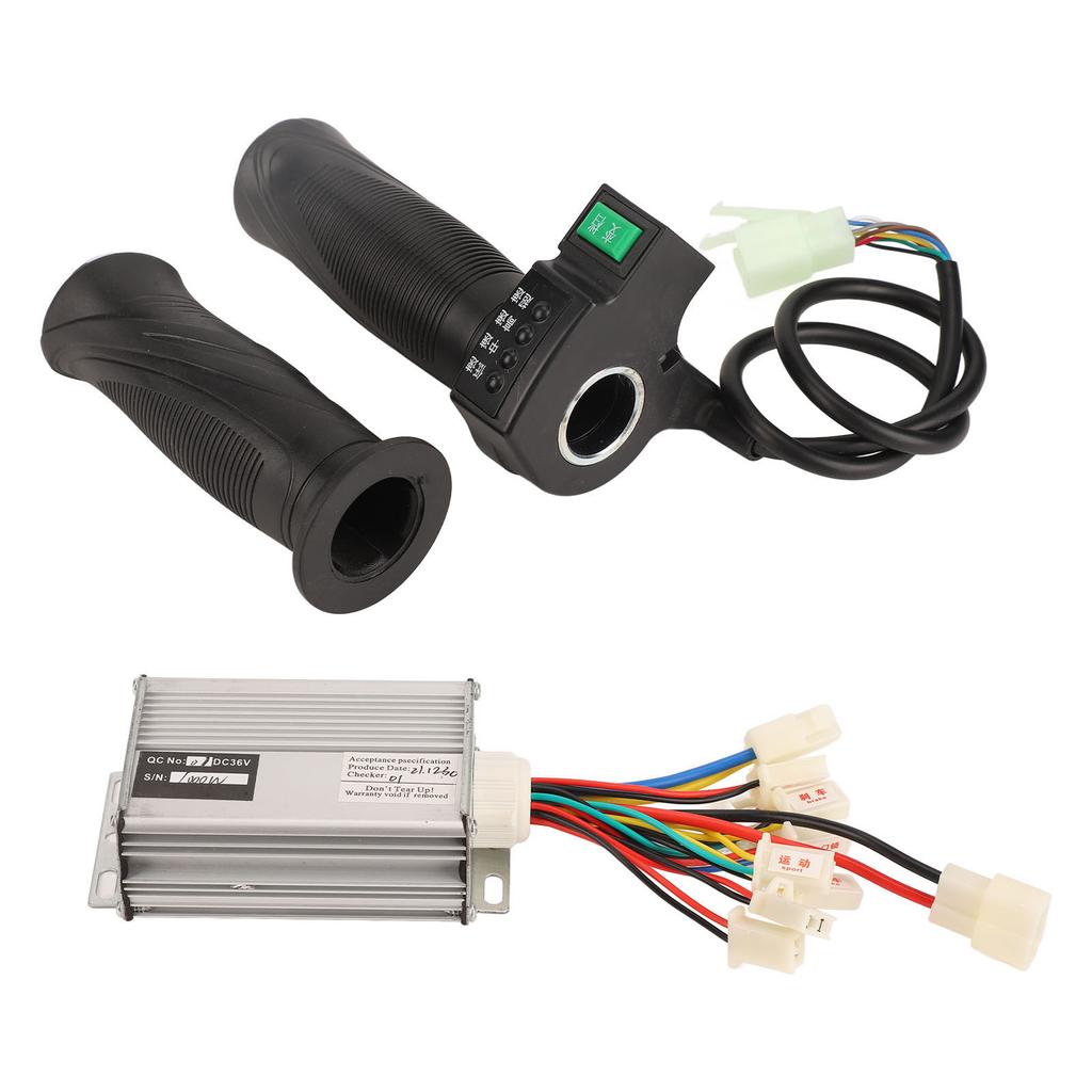 Borstad motorstyrenhet Set Aluminiumlegeringsskal Gummihandtag 36V 1000W 4-stegs Gashandtag Vridhandtag för