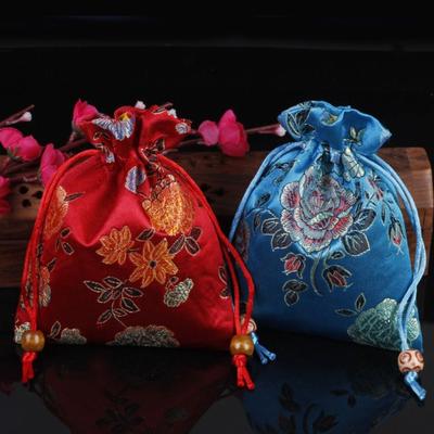 Porte-monnaie Broderie Fleur Sac à cordon Sac d'emballage Bijoux Floraux Femme/Filles