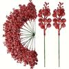 10Pcs Ornaments Glitter Artificial Flowers DIY Garland Gold Powder Berry Bouquet Branches Christmas Decoration New Year