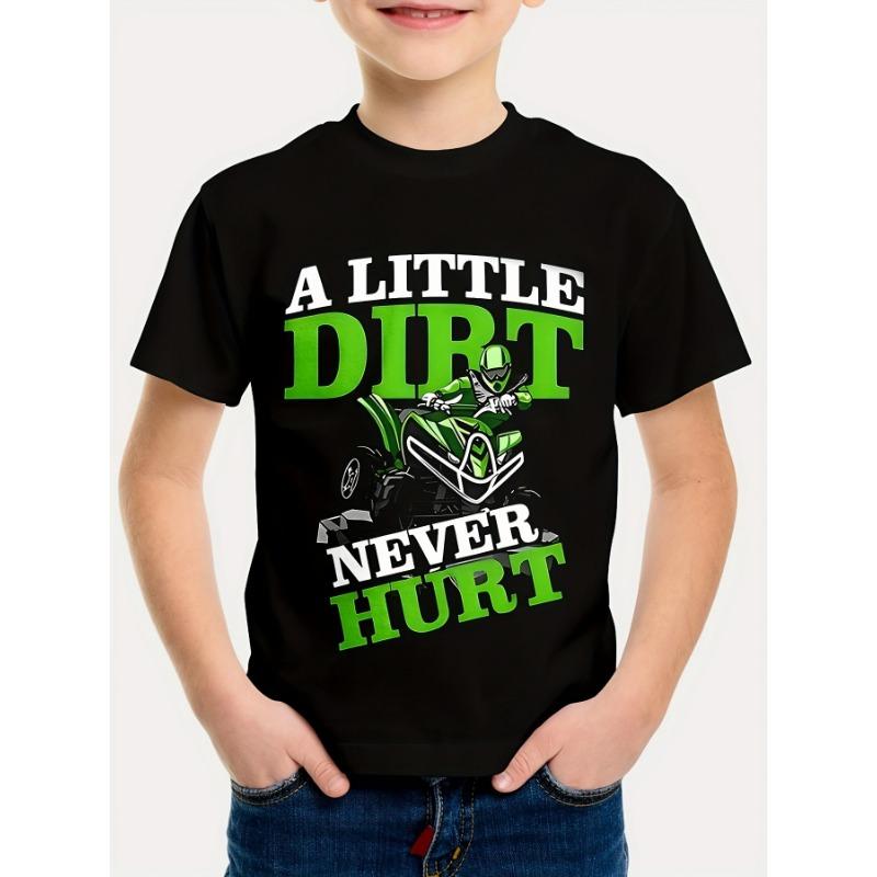 Summer Round Neck 3D Cool Motorcycle Printed Top Fashionable Casual Short Sleeved Children's Boy T-shirts
