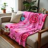 Pink Cupcake Candy Anime Cartoon Flannel Blanket Soft Warm Throw for Bedroom Sofa Car Kids Holiday Gift