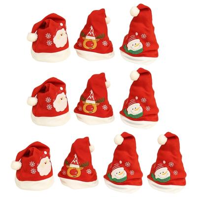 10pcs Exquisite Christmas Hat, Santa Hat Holiday Hat for Unisex Adults Festival Party Hat Plush Santa Hat Red Hat
