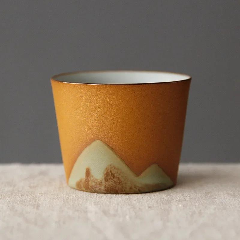 Håndtegnet fjellform tekkopp Retro keramisk tekopp Kung Fu tesett Kaffekopp Liten vannkopp Porselen teservise