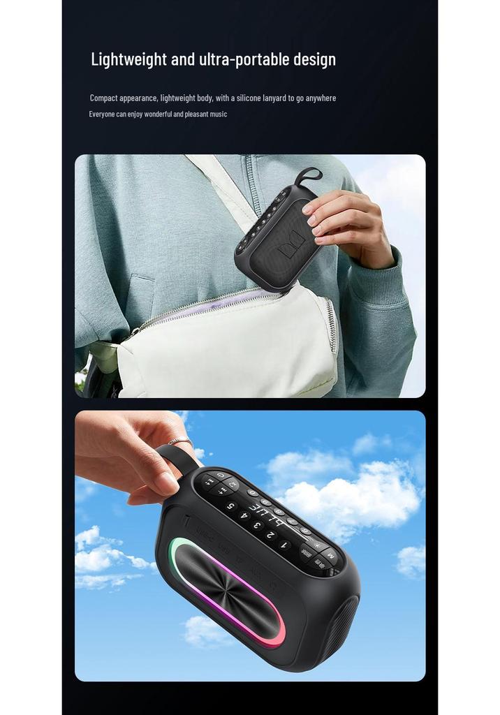 MS62110 Monster Bluetooth Outdoor Portable Speaker with Large Volume, High Sound Quality, Card Slot, USB Drive, and Subwoofer.