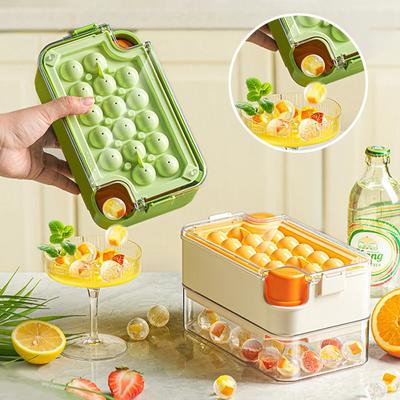 Mini Ice Cube Tray With Lid And Bin Ice Cube Maker Ice Mold Ice Cubes Storage Box Spill-resistant Removable For Whiskey Cocktail