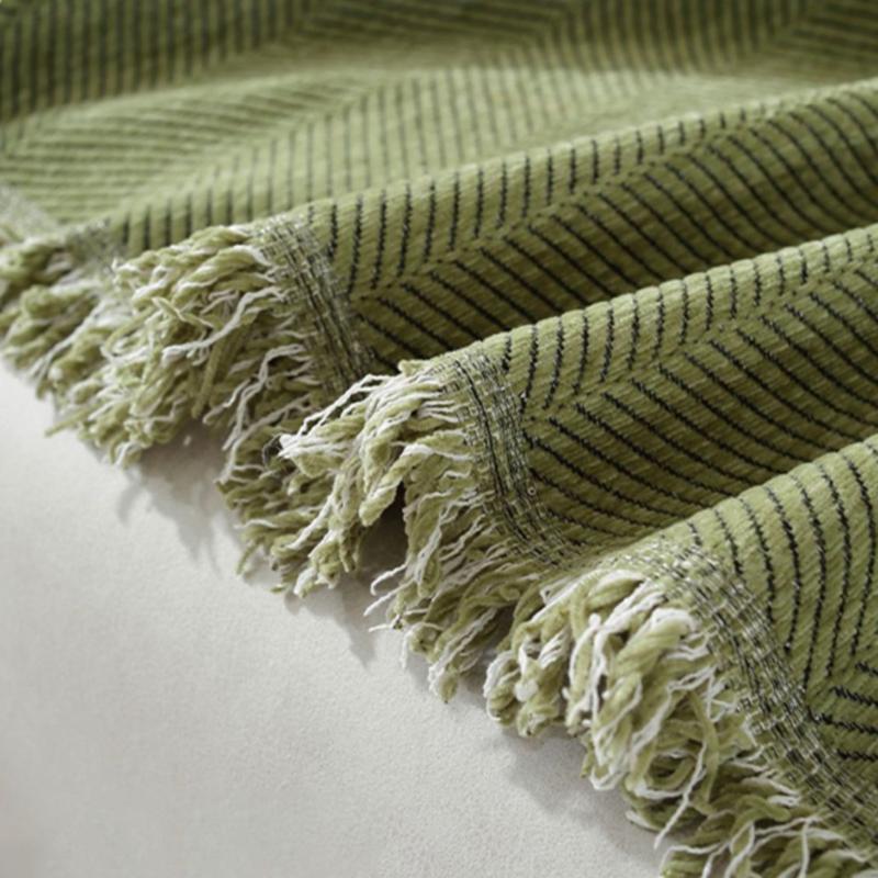 Solid Thick Herringbone Patterned Sofa Towel Chenier Anti Scratch Full Cover Couch Cushion Simple Dust Cover For All Seasons