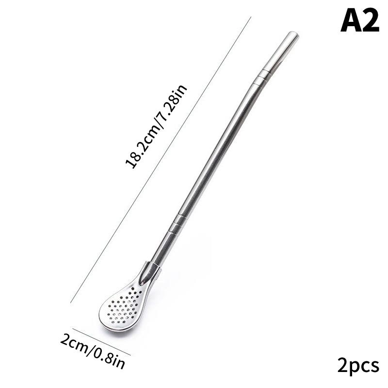 2Pcs Detachable Filter Straw Stainless Steel Straw Spoon Tea Filter Yerba Mate Straw Reusable Drinking Tools Bar Accessories