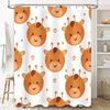 Cute Cartoon Giraffe Shower Curtain for Children's Bathroom Decor White Background with Red Hearts Pattern Made In China (White)