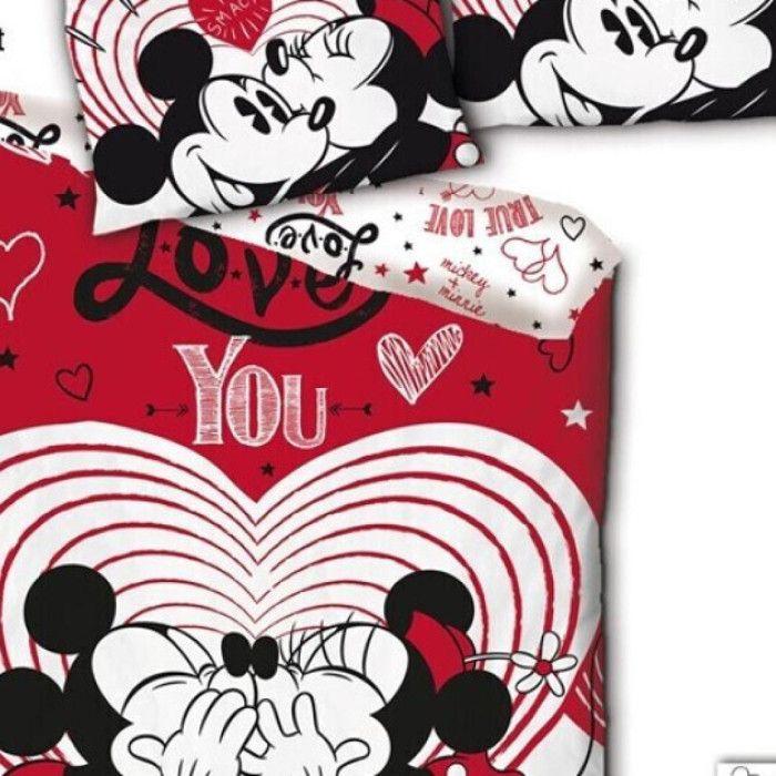 Disney Children's Duvet Set - Minnie and Mickey Love You - Red - 140x200 Cm