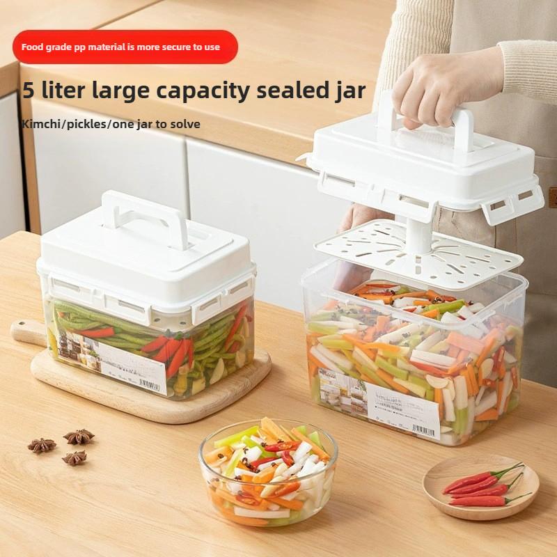 4/5L Kimchi Press Storage Container Pickle Jar For Gherkin Sauerkraut Kimchi Storage Container And Fermentation Organization