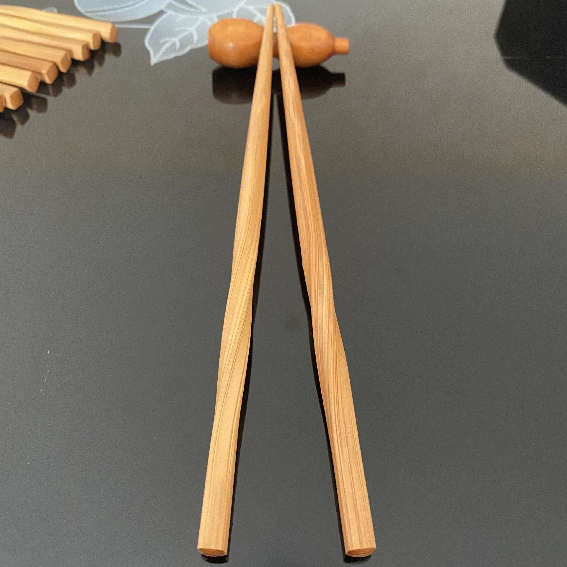 

Carbonized Bamboo Chopsticks - Twisted & Pointed with Laser Engraving 24cm Length