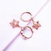 Purple Gold Hollow Five-Pointed Star Earrings Temperament Foreign Style Design Sense Rose Gold Plated Earrings