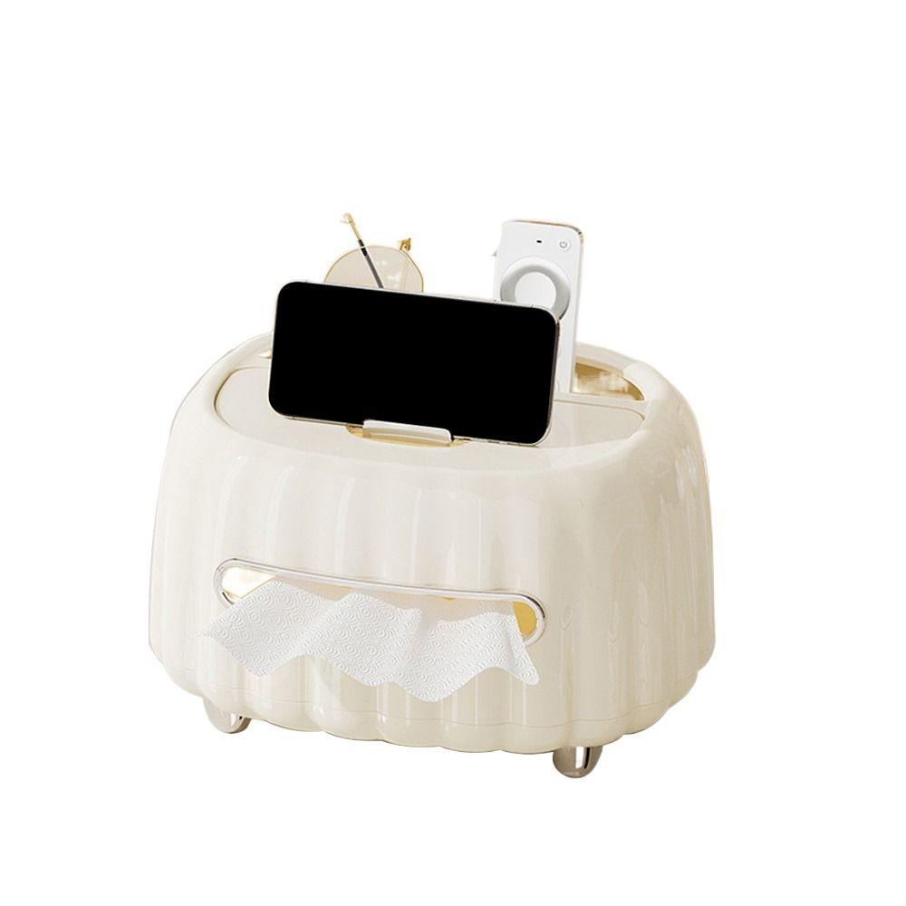 Plastic Cream Style Tissue Box Waterproof Moisture-proof Multi Compartments Tissue Box Large Capacity Decorative