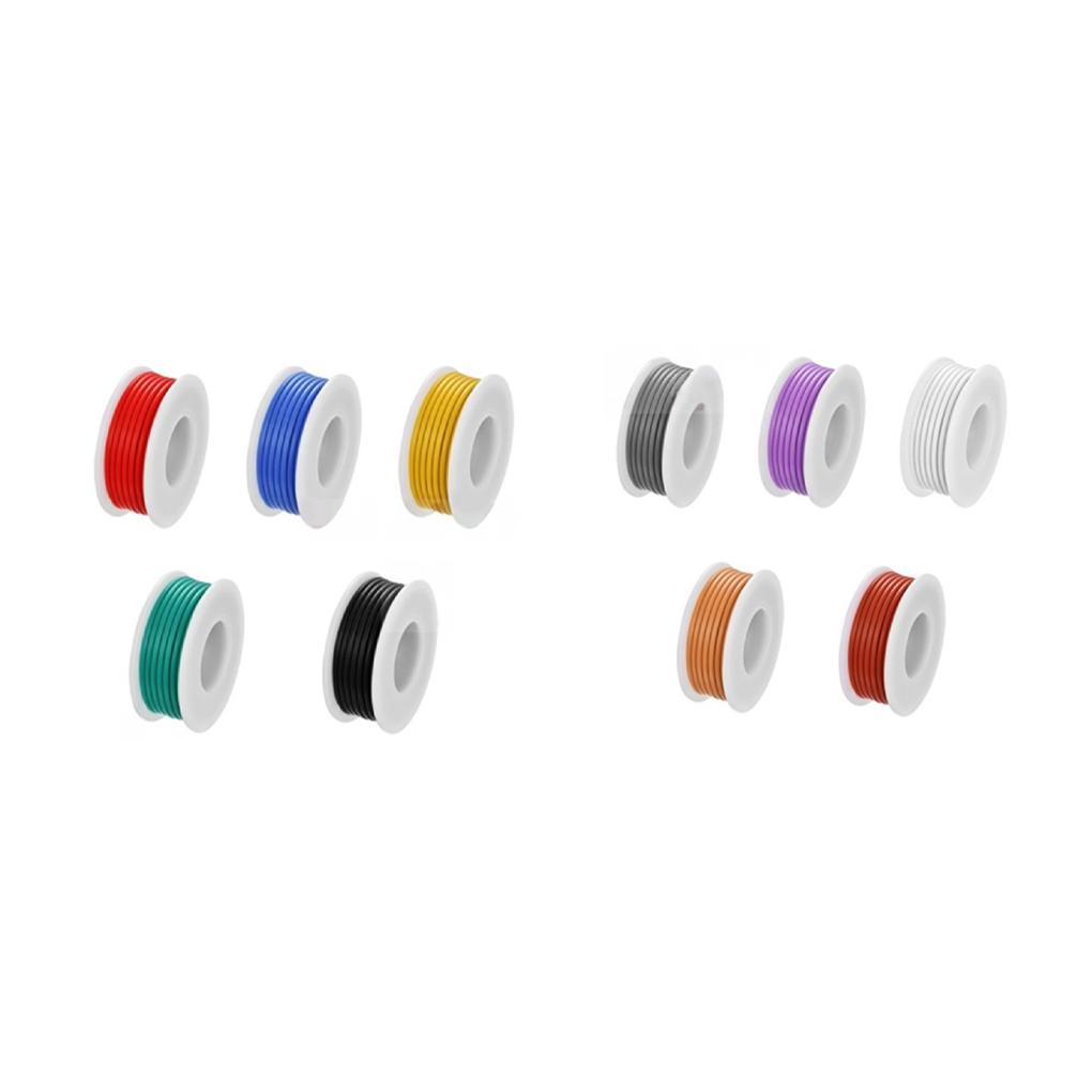 50M 30AWG DIY Electrical Wire 5 Colors Mix Package Tinned Copper Multipurpose Anti-abrasion Cable Home Improvement Supplies