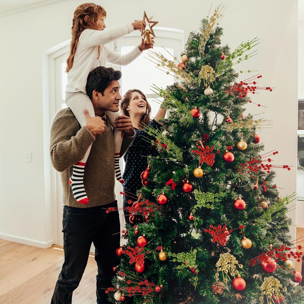 6/12Pcs Glitter Artificial Berry Bouquet Christmas Decoration Xmas Tree Ornaments for Home Room Vase Decor New Year 2026 Gifts