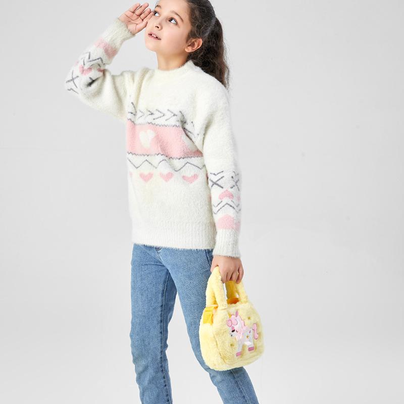 Winter New Plush Children's Crossbody Bag European and American Fashion Shoulder Bag Toddler Girl Cute Unicorn Handbag