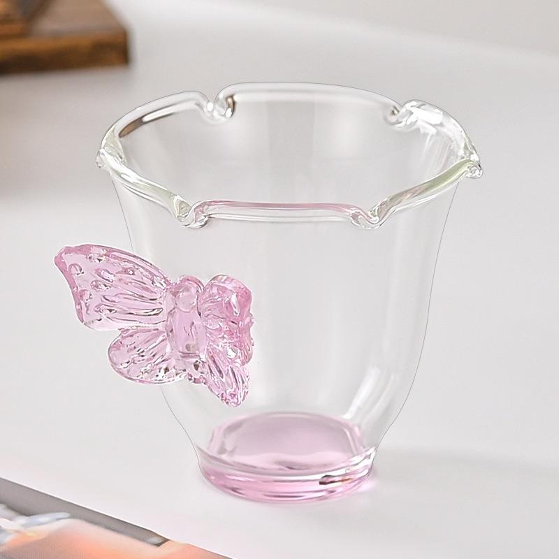 2pcs 80ml Glass Cups Butterfly Design Clear Heat-resistant High Borosilicate Glass Creative Tea Cups Wine Cups Coffee Mug Drinkware